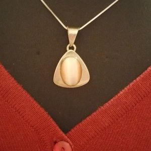 Pink stone sterling silver pendant